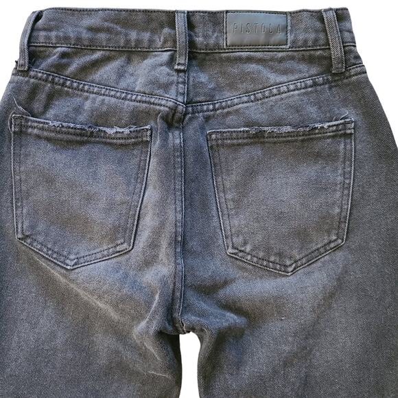 PISTOLA Keaton Distressed Straight Leg Busted Knee Jeans Black P6430FBK-TAU ‎ 24 - Picture 6 of 16